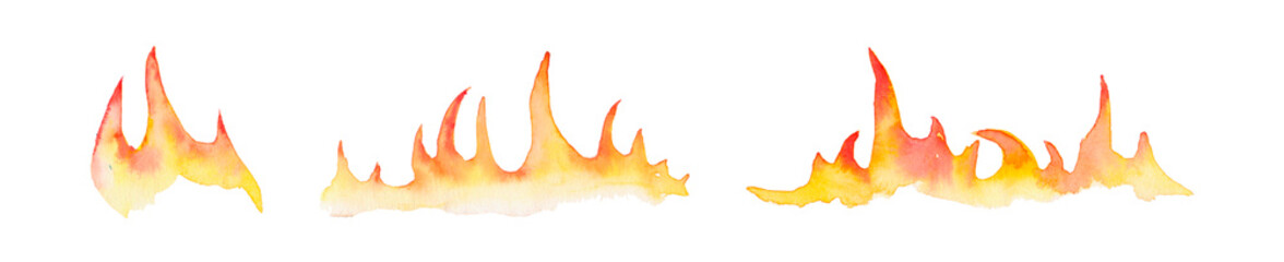 Watercolor painted fire elements collection