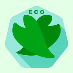 flat vector illustration. eco heart from green leaves. icon for website, stickers. naked background.