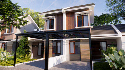 house 3d rendering, with cool and comfortable environment
