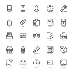 Stationery icon pack for your website, mobile, presentation, and logo design. Stationery icon outline design. Vector graphics illustration and editable stroke.