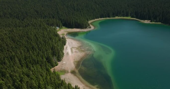 approaching to beach of black lake durmitor