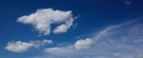 Abstract image of blurred sky. Blue sky background with cumulus clouds