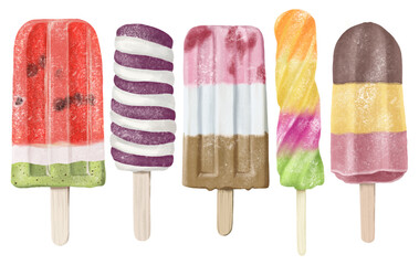 Realistic digital illustration art Popsicle ice pop ice cream summer 