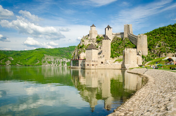 Golubac Fortress at the right coast of the Danube river, Serbia