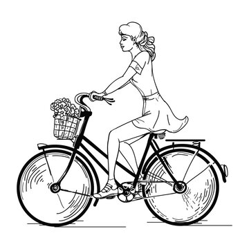 Beautiful girl on bicycle transparent png image
