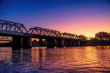 Fototapeta na wymiar The Nepean Bridge also known as Victoria Bridge at sunset