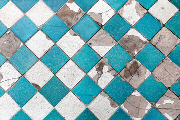 Fragment of glazed Andalusian ceramic tiled wall