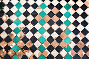 Fragment of glazed Andalusian ceramic tiled wall