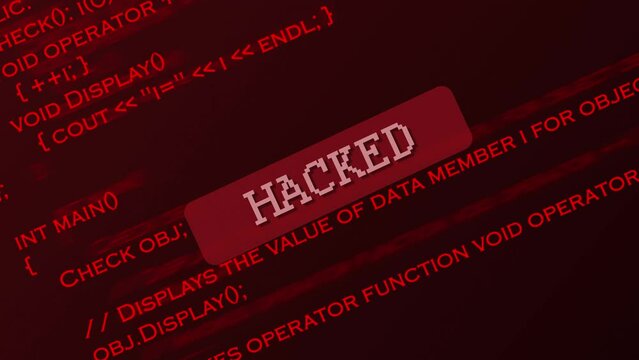 System hacking alert attempts red coding line text animation 4k footage