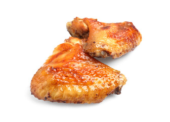 Delicious fried chicken wings isolated on white background