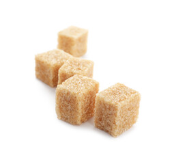 Cubes of brown sugar isolated on white