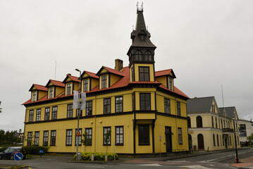 Traditional house at Reykjavik on Iceland - obrazy, fototapety, plakaty