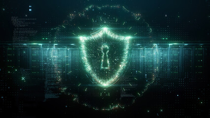 Cyber security of digital data network. The concept of protection against hacker attacks. 3d render