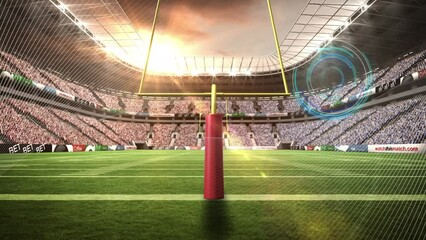 Animation of scanner and communication network over american football stadium pitch - Powered by Adobe