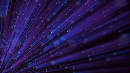 Futuristic illustration with explosion of data.Blur technology background led fibers.Abstract digital background . Speed of digital lights background.