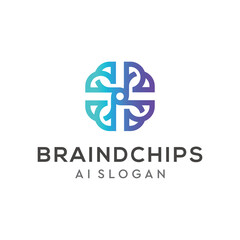 Brain Logo design template for technology company
