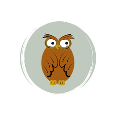Cute logo or icon vector with colorful cartoon owl, illustration on circle for social media story and highlights	