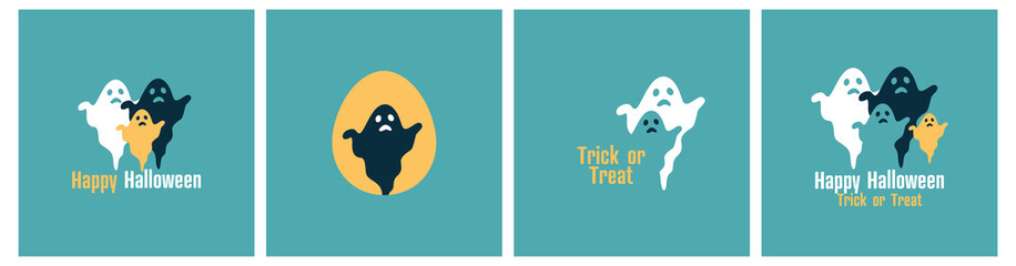 Happy Halloween card set. Modern minimal design.