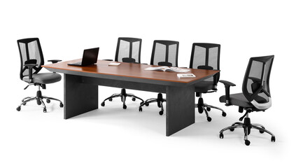 3D render conference table isolated on white background . office furniture 