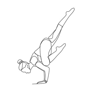 recommend clip art: Vector illustration of a woman doing sports drawn in line-art style