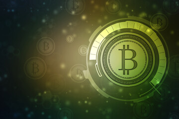 Global Abstract Bitcoin Crypto Currency Blockchain Technology World Map Background Illustration