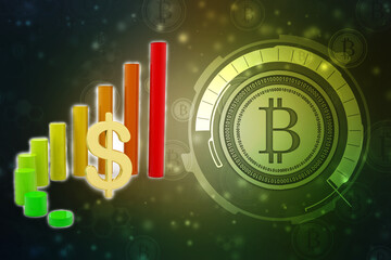 Dollar Financial Success Bar Chart Graph Growing Up 3d Render Illustration