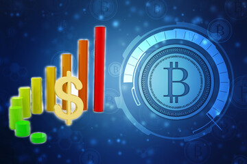 Dollar Financial Success Bar Chart Graph Growing Up 3d Render Illustration