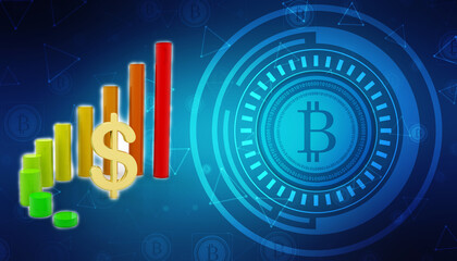 Dollar Financial Success Bar Chart Graph Growing Up 3d Render Illustration