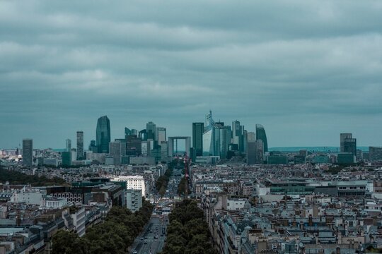 High Angle View Of La Defence, Paris