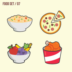 Food vector icons on white background.
