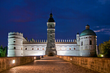 Night view of Castle in Krasiczyn, big village in Subcarpathian Voivodeship, Poland.