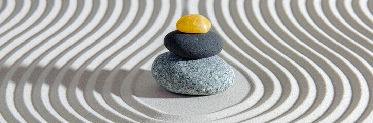 Fototapeta na wymiar Japanese zen garden with stone in sand