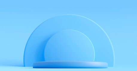 Minimalism blue abstract background, pedestal. 3d illustration, 3d rendering.