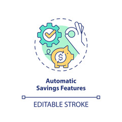 Automatic savings features concept icon. Regular withdrawing. Financial accounts type abstract idea thin line illustration. Isolated outline drawing. Editable stroke. Arial, Myriad Pro-Bold fonts used