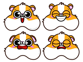 flat vector illustration. rodent emotions collection: rodent happy, rodent sleeping, rodent scared, rodent smiling. isolated white background. for stickers, labels.