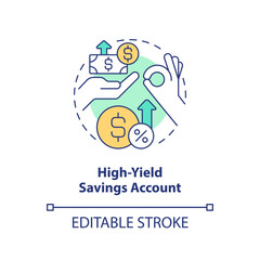 High yield savings account concept icon. Banking service for customer abstract idea thin line illustration. Isolated outline drawing. Editable stroke. Arial, Myriad Pro-Bold fonts used
