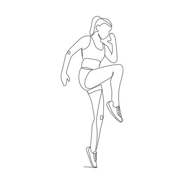 recommend clip art: Vector illustration of a woman doing sports drawn in line-art style