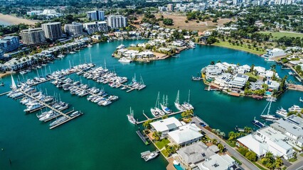 Aerial view of a port in Darwin, Australia - obrazy, fototapety, plakaty