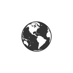 Silhouette globe vector icon on white background