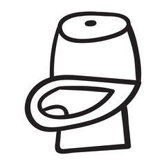 Toilet outline icon. Hand drawn vector illustration on white background.