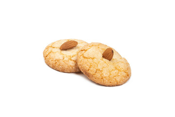 Almond amaretti: famous Italian biscuit isolated on white  background