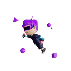 3d cute man with vr metaverse illustration