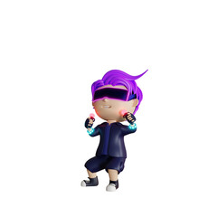 3d cute man with vr metaverse illustration
