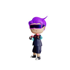 3d cute man with vr metaverse illustration