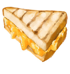 Grilled cheese sandwich comfort melty cheddar bread watercolor hand painting