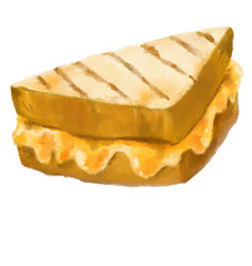 Grilled cheese sandwich comfort melty cheddar bread watercolor hand painting