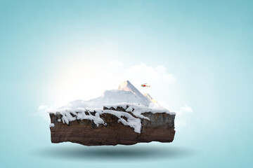 Winter in mountains . Mixed media