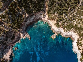 Formentor coastline top down shot from a drone