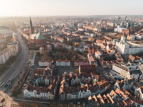 Szczecin Old Town And Downtown View From A Drone 