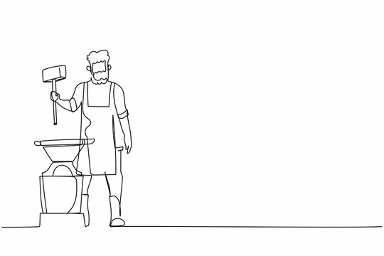 blacksmith holding hammer, line art clip art preview